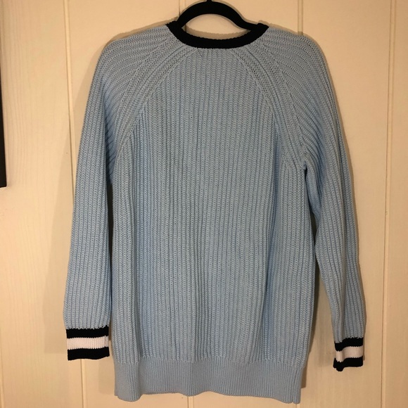 Joan Vass Blue V-Neck Knitted Sweater Large - Picture 7 of 8